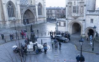 The Trial of Christine Keeler films outside Bristol's City Hall (credit Bristol Film Office)