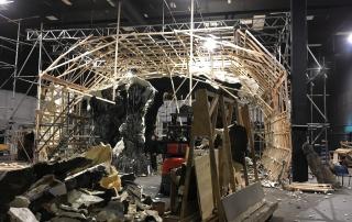 Dismantling Poldark's mine set at The Bottle Yard