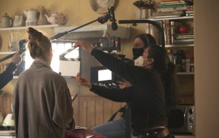 Erin Doherty filming on set at The Bottle Yard Studios (credit: BBC/Amazon Studios/Mam Tor Productions